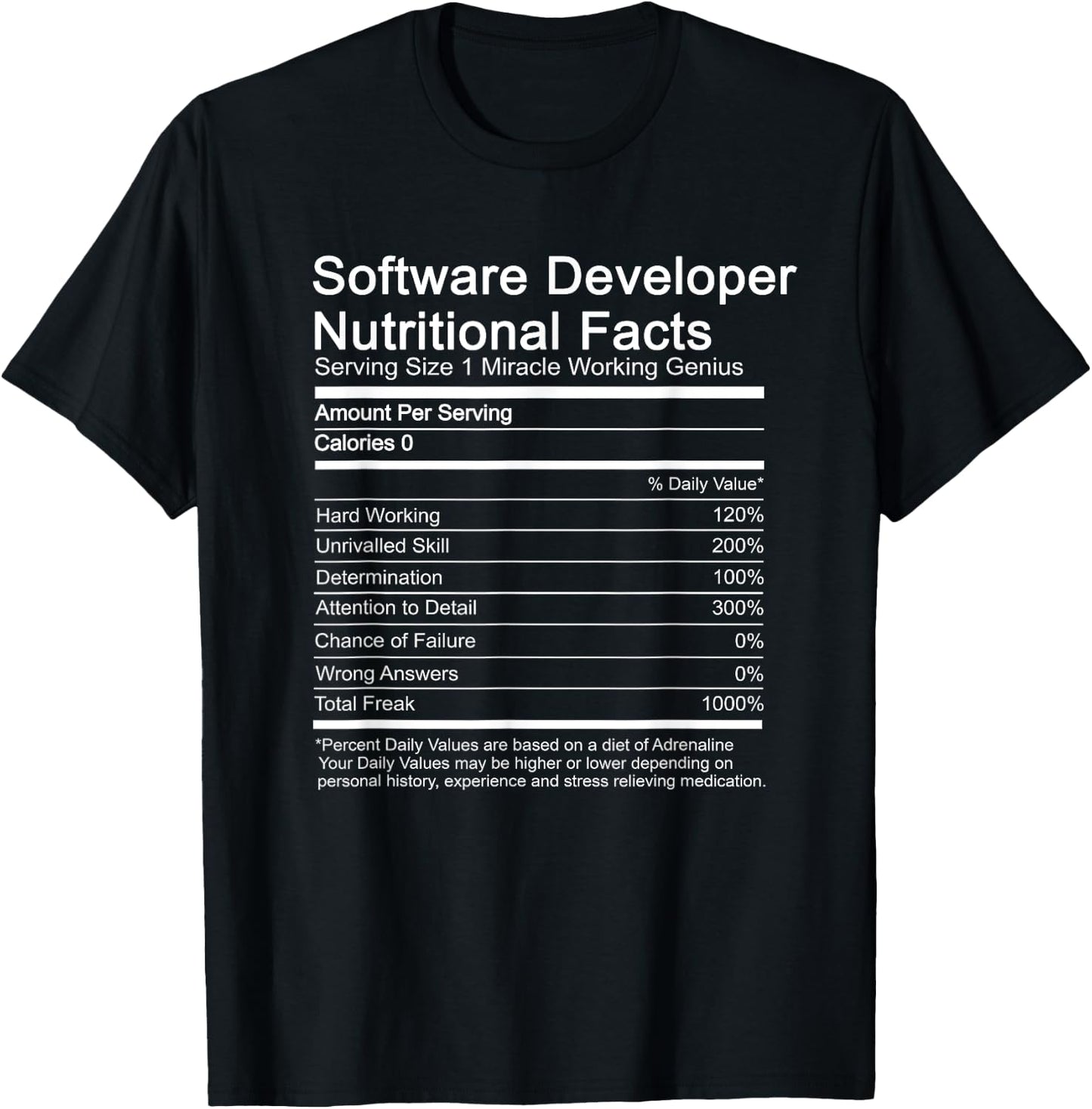 Software Developer Nutritional Facts Software Developer T-Shirt - T-Shirt | Black
