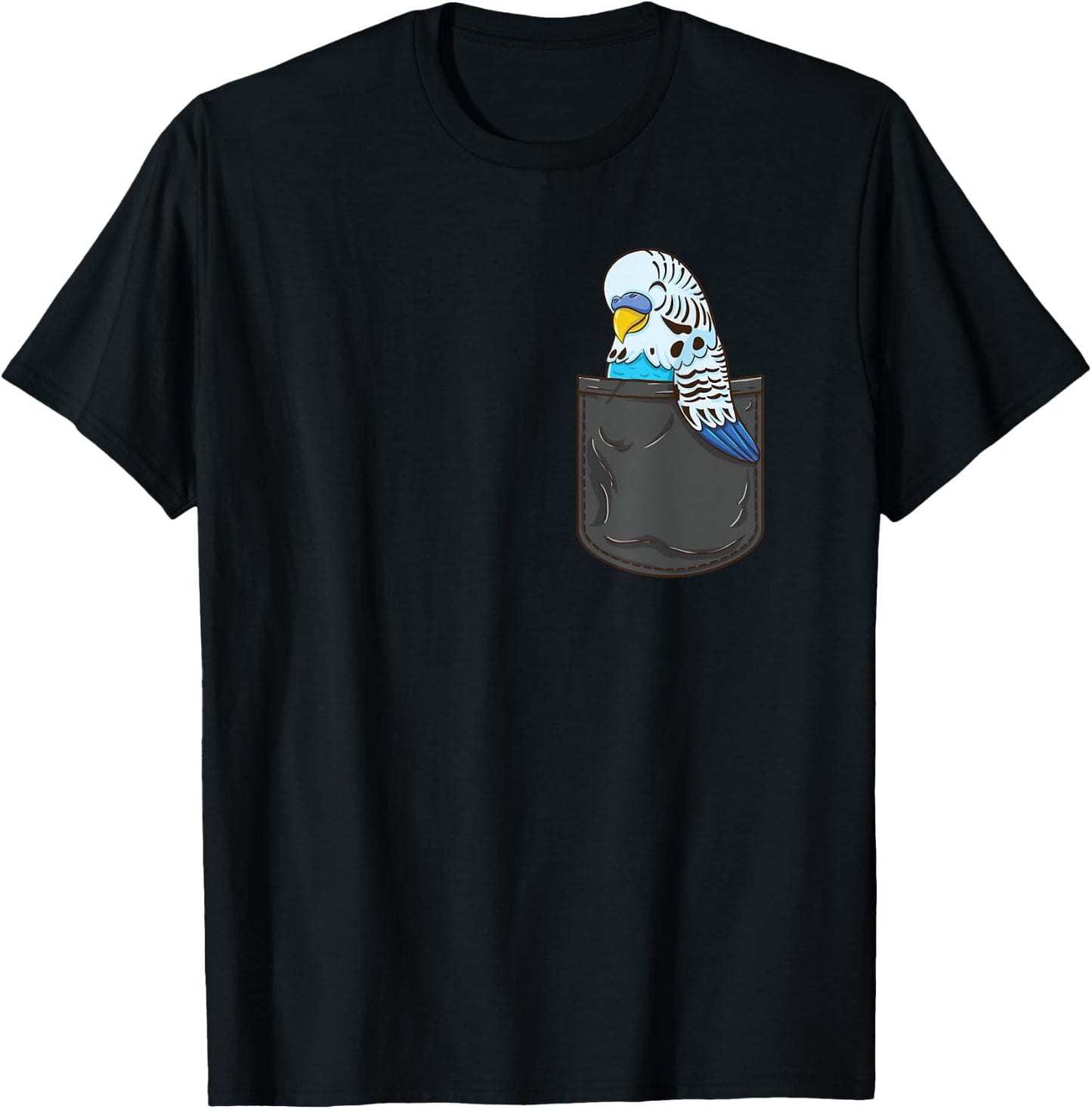 Budgie In Pocket Parakeet T-Shirt - T-Shirt | Black