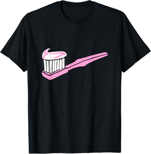 Pink Toothbrush & Toothpaste Dentist Hygienist Dental T-Shirt - T-Shirt | Black