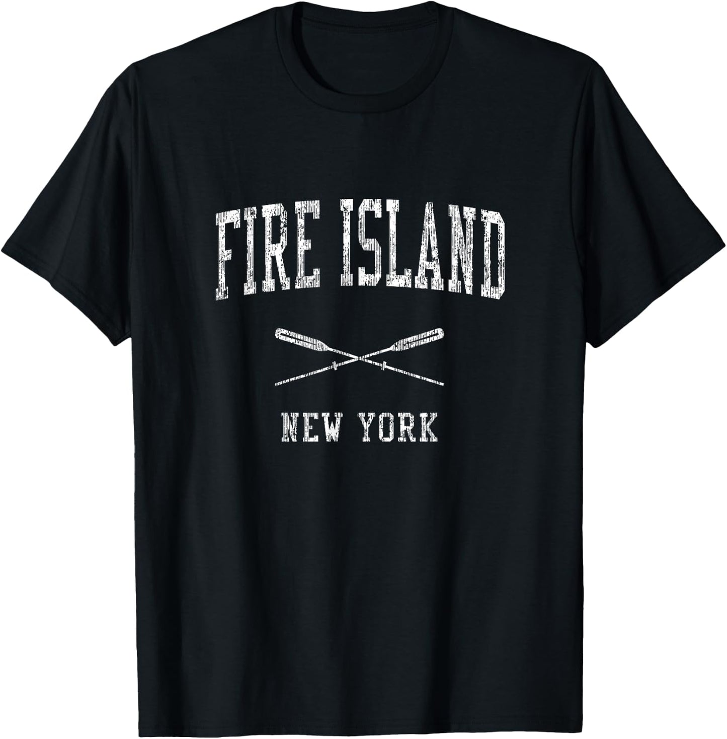 Fire Island New York NY Vintage Nautical Sports Design T-Shirt - T-Shirt | Black
