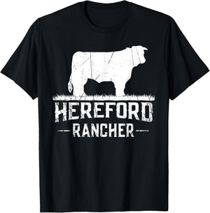 Hereford Rancher - Hereford Cow For Cattle Farmer T-Shirt - T-Shirt | Black