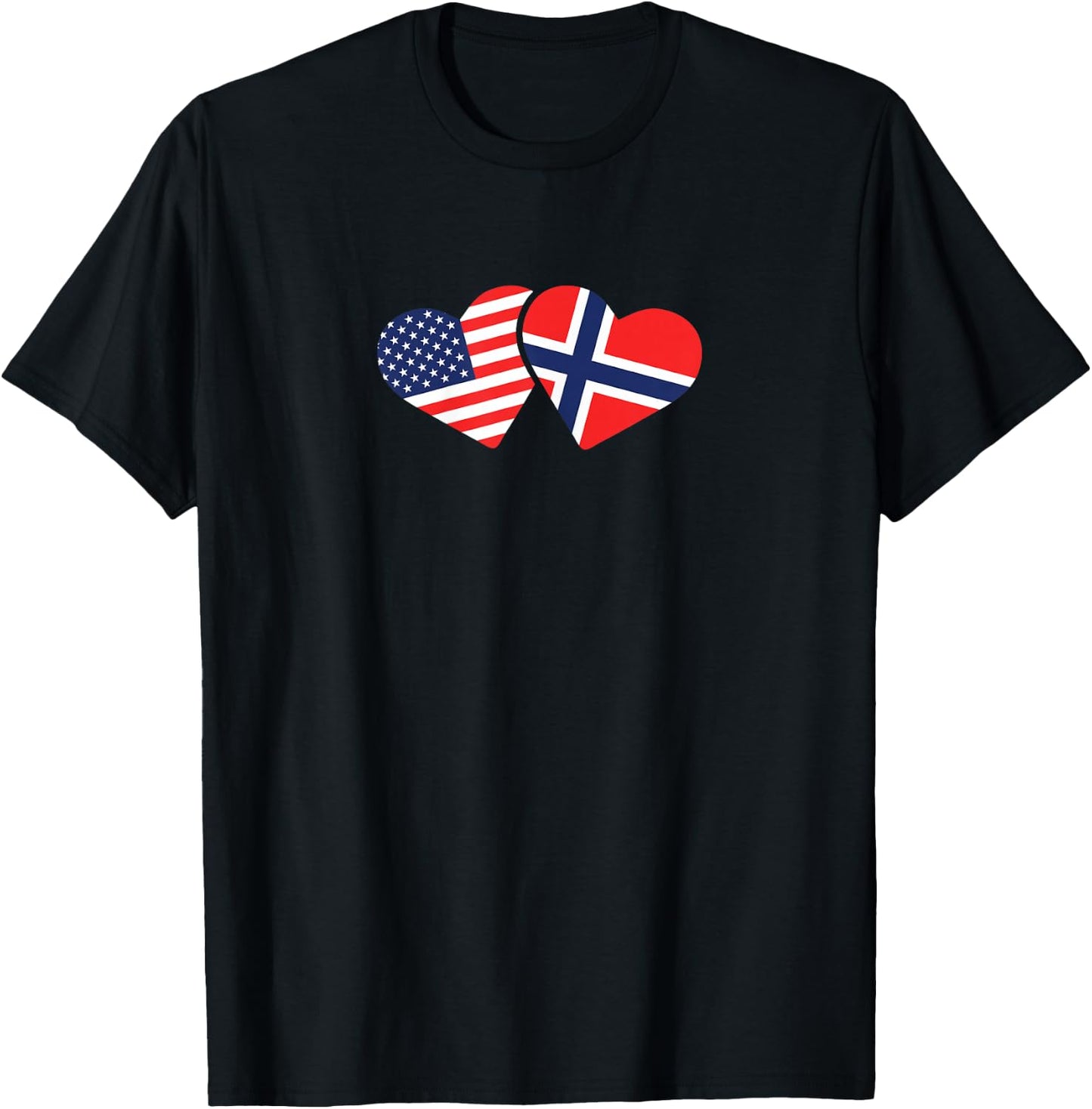 Norway USA Flag T Shirt Heart Norwegian American Love T-Shirt - T-Shirt | Black