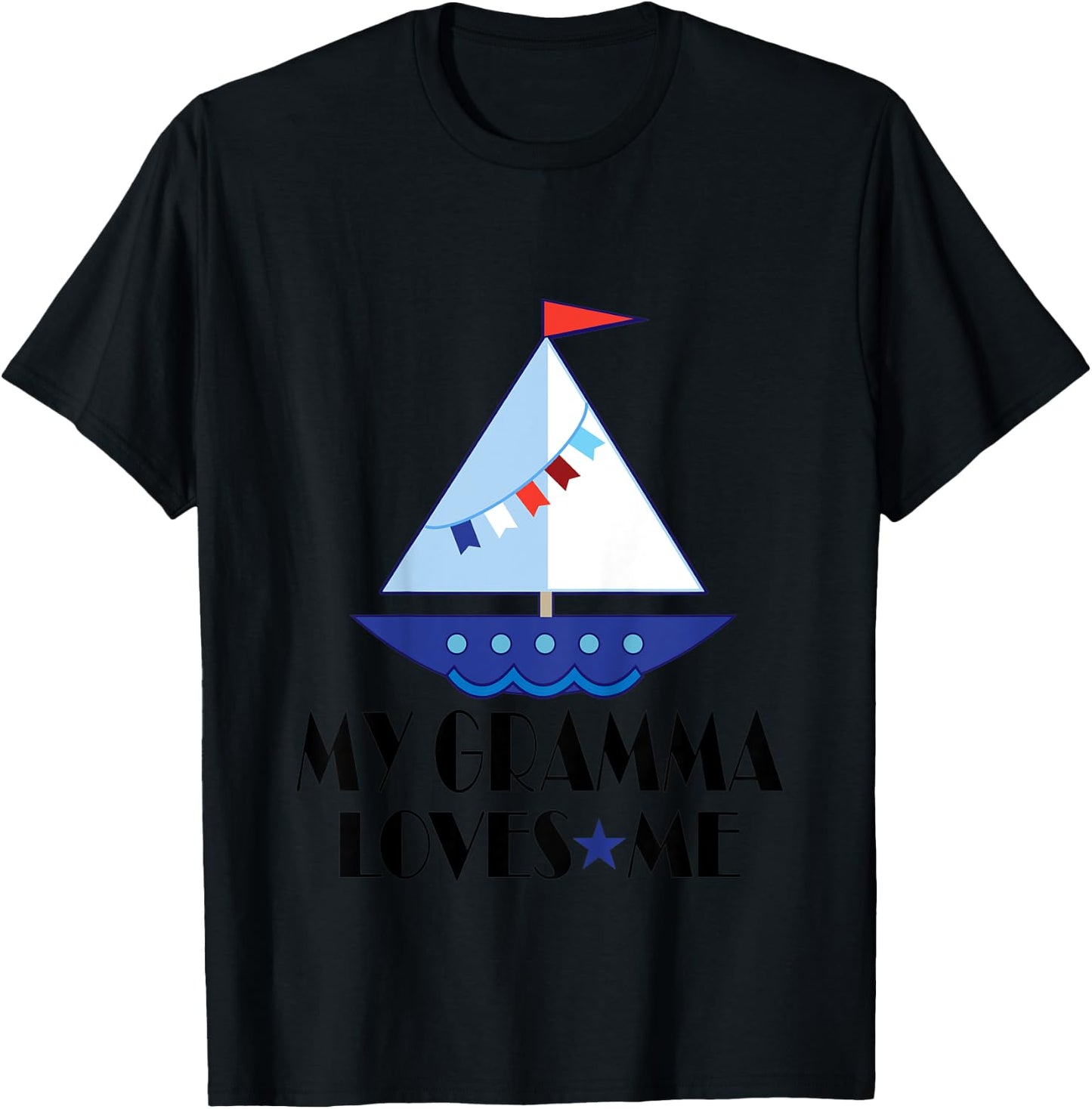 Kids My Gramma Loves Me Grandson Sailboat T-Shirt - T-Shirt | Black