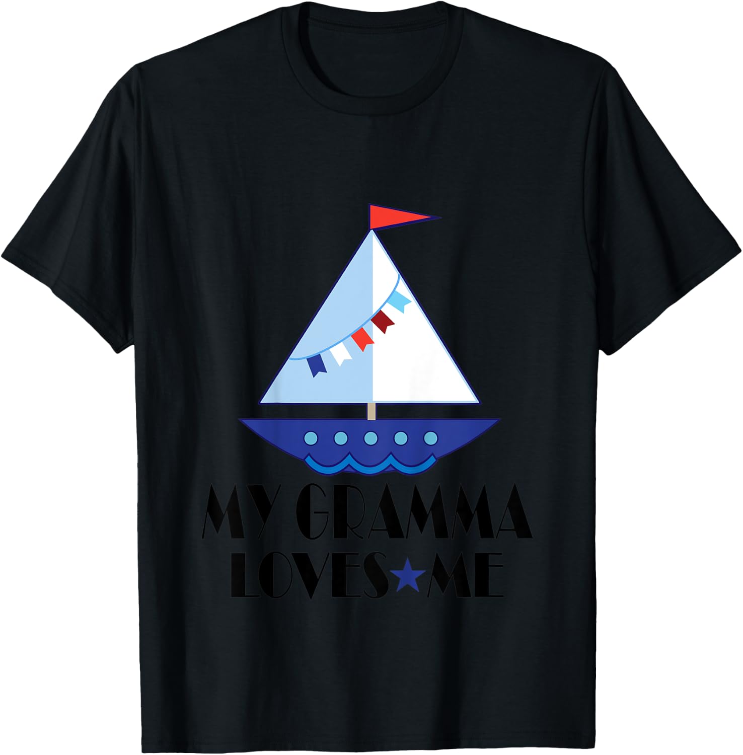 Kids My Gramma Loves Me Grandson Sailboat T-Shirt - T-Shirt | Black