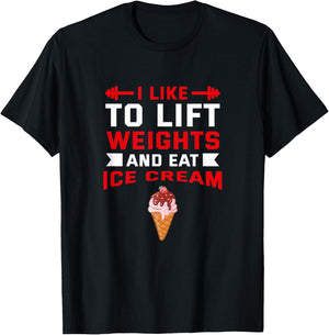 I Like to Lift Weights and Eat Ice Cream Popsicle Workout Women T-Shirt - T-Shirt | Black