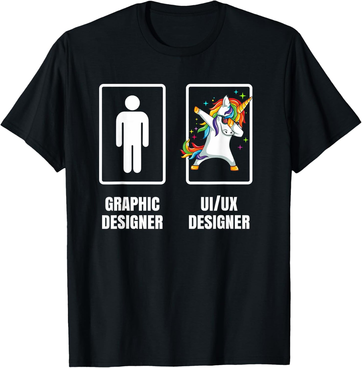 Dabbing Unicorn Graphic Designer UI UX Designer Illustration T-Shirt - T-Shirt | Black