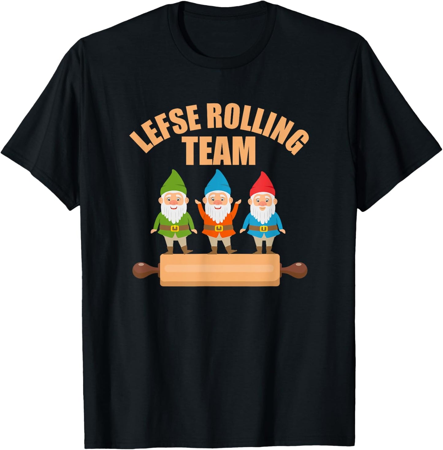 Lefse Rolling Team Nisse Tomte Norway Matching Christmas T-Shirt - T-Shirt | Black