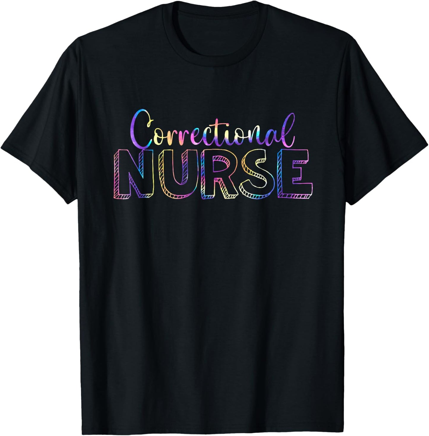 Cute Tie Dye Correctional Nurse Forensic Nursing T-Shirt - T-Shirt | Black