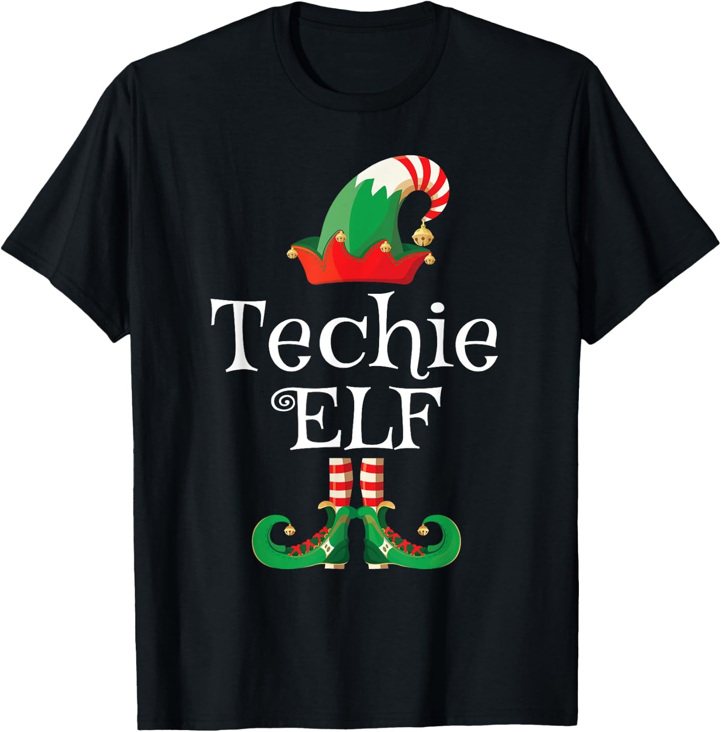 Techie Tech Elf Shirt Funny Costume Matching Christmas T-Shirt - T-Shirt | Black