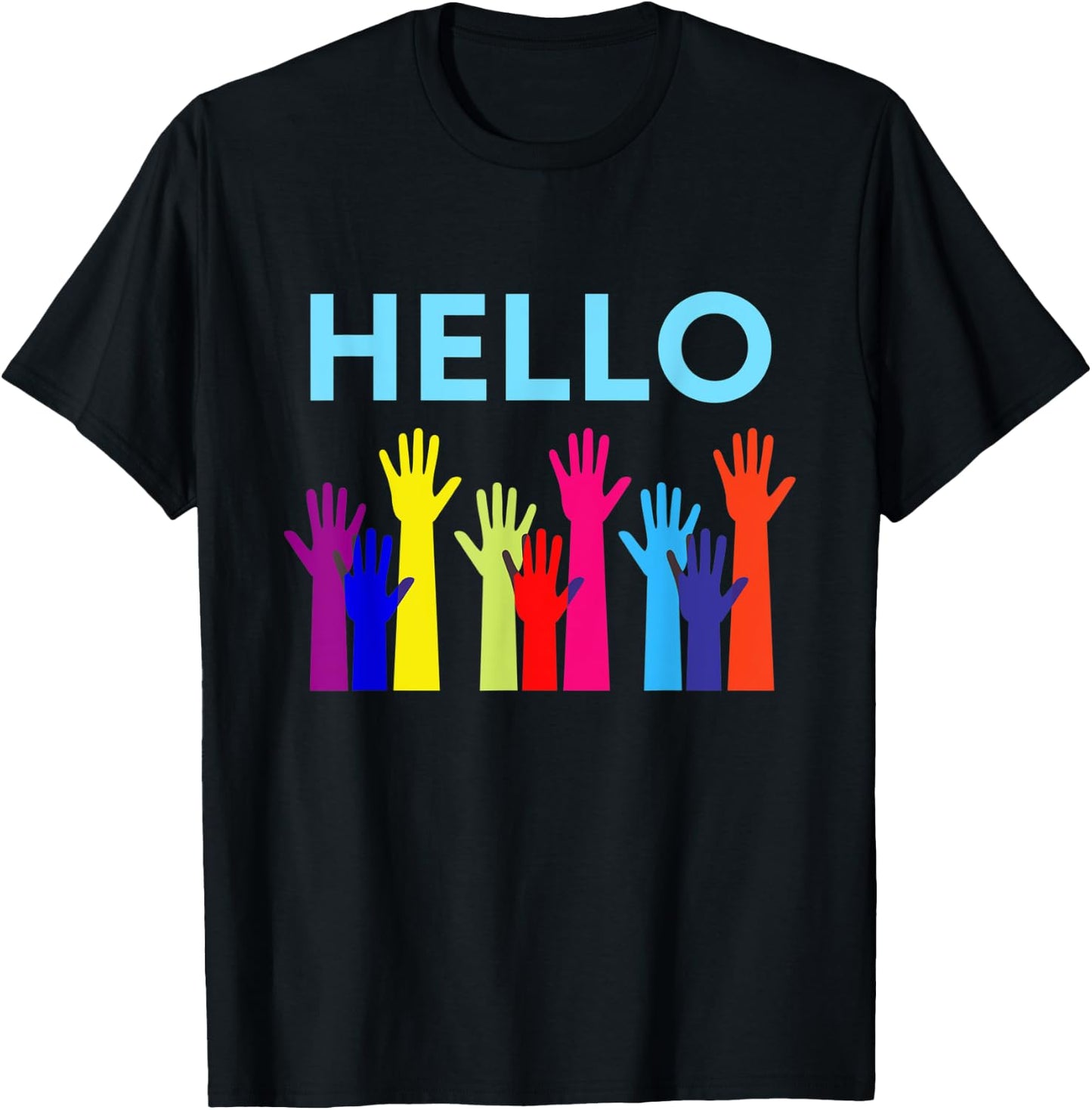 Hello Waving Hands Greeting Gift mom, dad T-Shirt - T-Shirt | Black