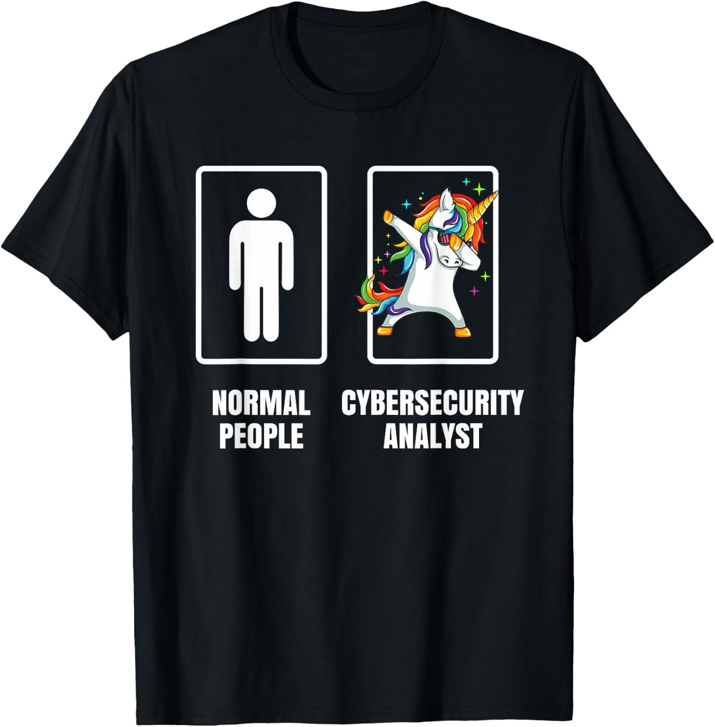Dabbing Unicorn Cyber Security Analyst Technician Tech Gift T-Shirt - T-Shirt | Black