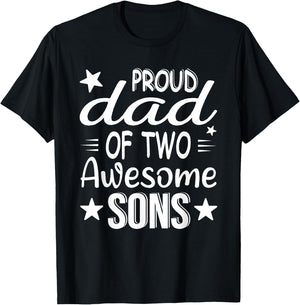 Men Dad Of 2 Boys Two Sons Father's Day T-Shirt - T-Shirt | Black