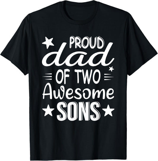 Men Dad Of 2 Boys Two Sons Father's Day T-Shirt - T-Shirt | Black
