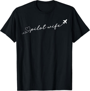 Pilot Wife of A Pilot Heart Pilot's Wife Airplane Pilot Wife T-Shirt - T-Shirt | Black