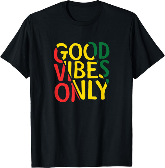 Good Vibes Only Jamaican Reggae T-Shirt - T-Shirt | Black