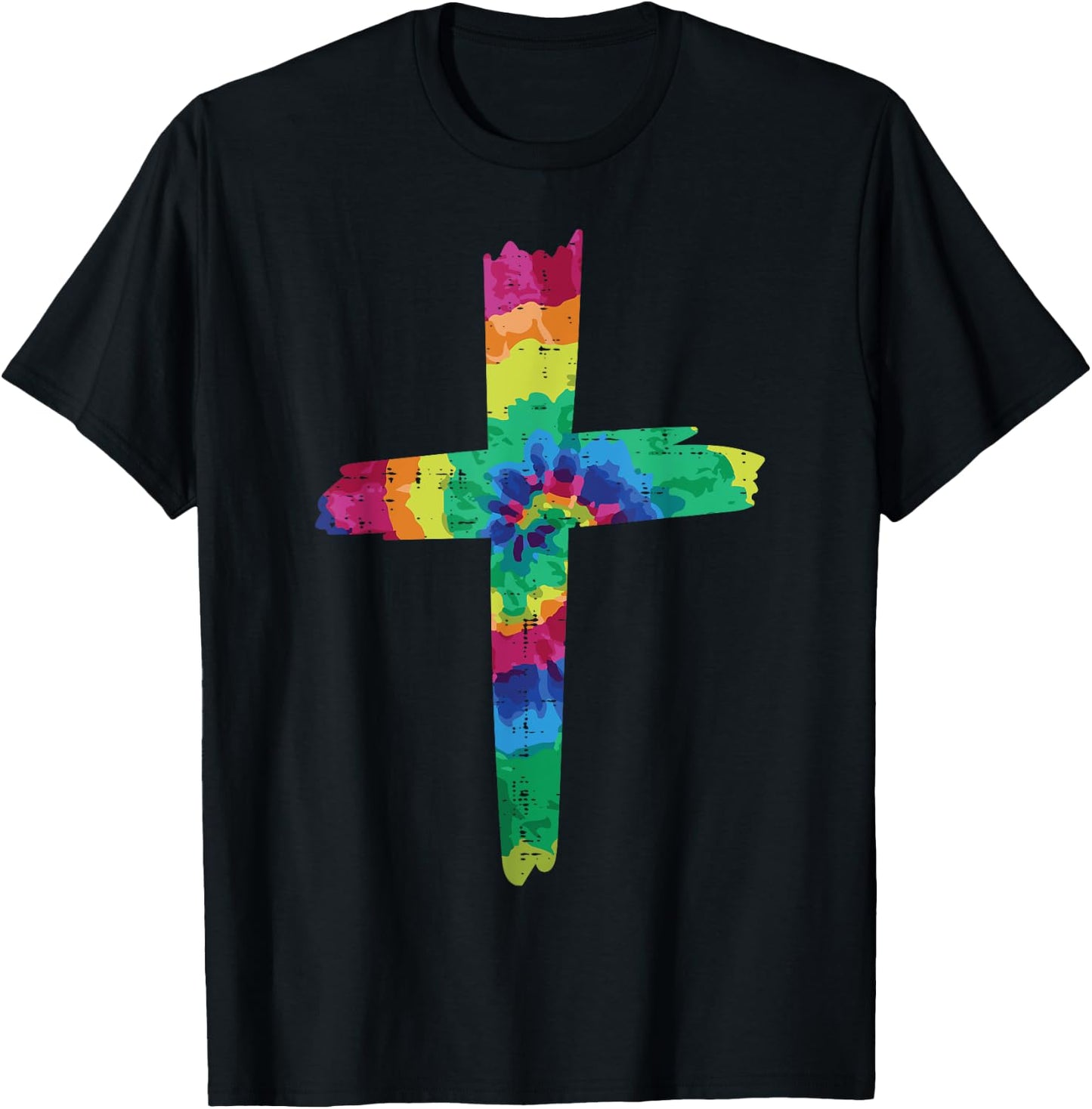Tie Dye Cross God Jesus Faith Hippie Christian Men Women T-Shirt - T-Shirt | Black
