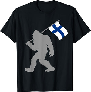Suomi or Finnish Flag on Finland Flag T-Shirt - T-Shirt | Black