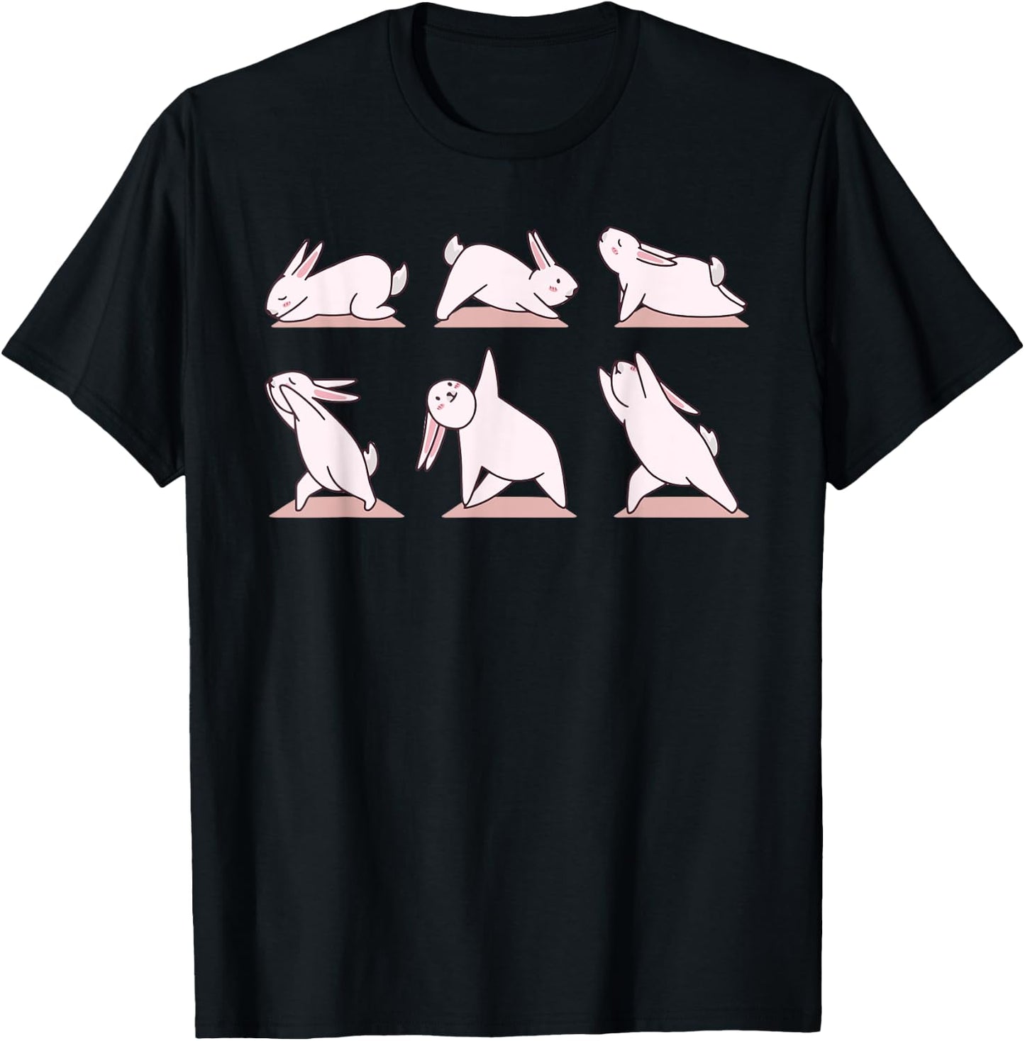 Cute Bunny Yoga Rabbit Poses and Meditation funny T-Shirt - T-Shirt | Black