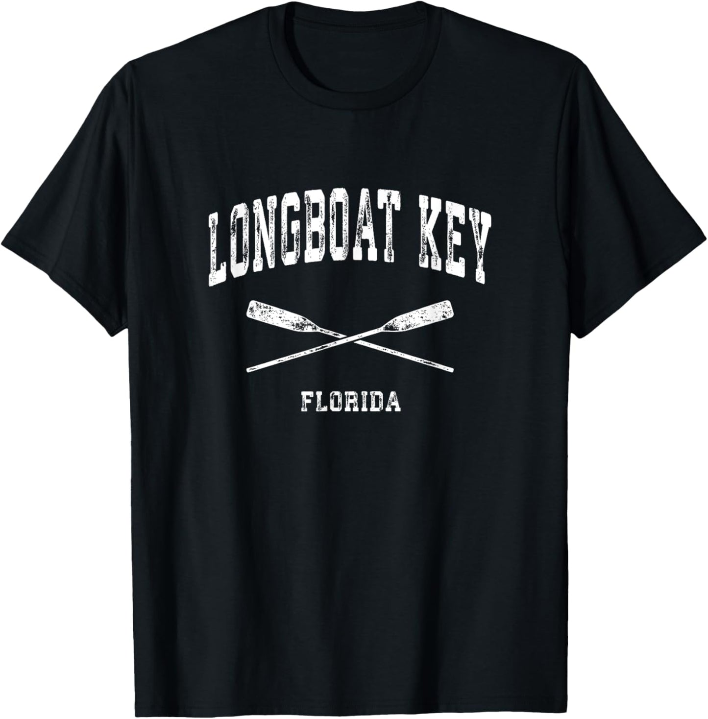 Longboat Key Florida Vintage Nautical Crossed Oars T-Shirt - T-Shirt | Black