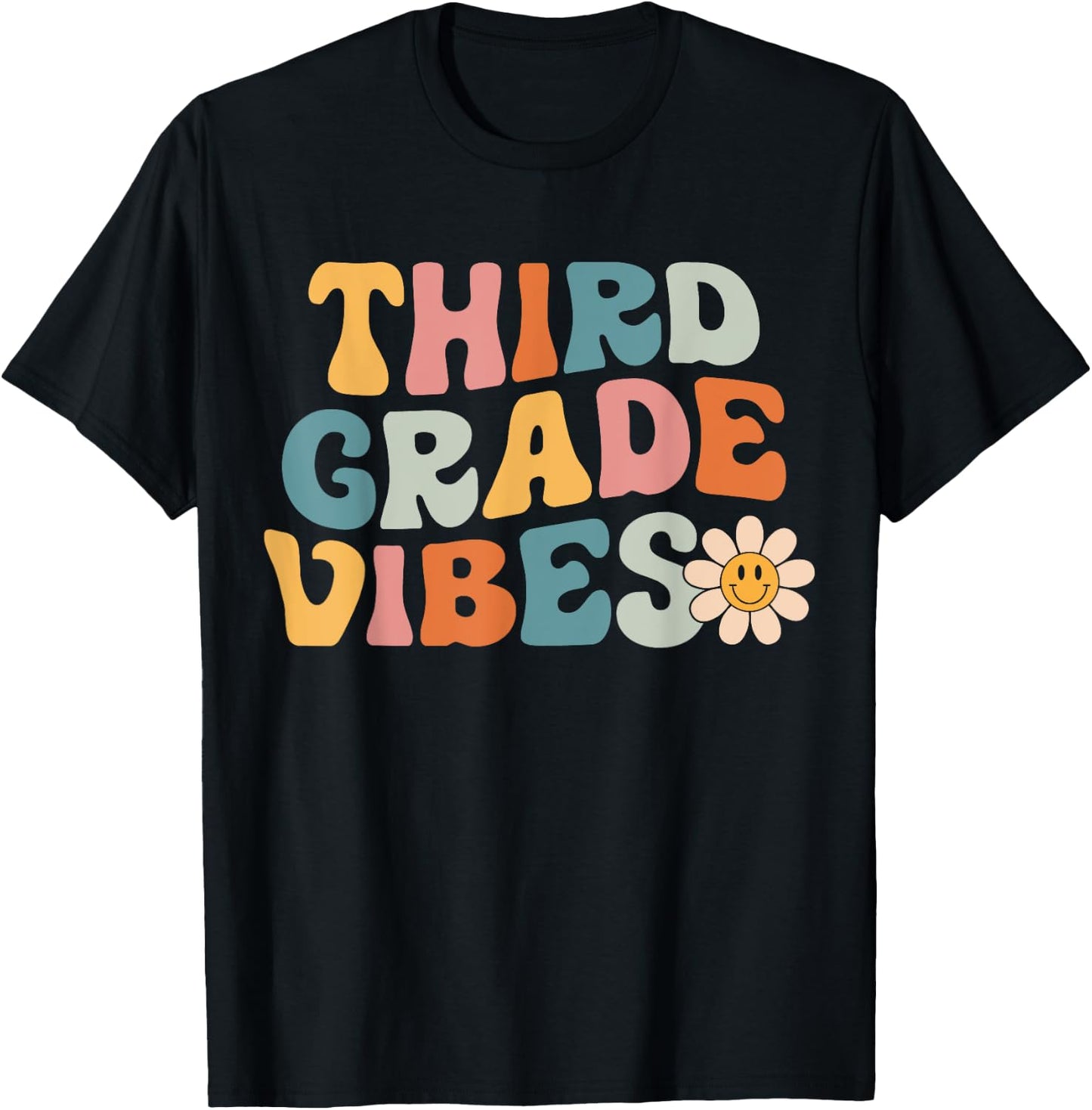 Third Grade Vibes - 3rd Grade Team Retro 1st Day of School T-Shirt - T-Shirt | Black