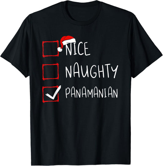 Nice Naughty Panamanian Christmas Panama Heritage Roots T-Shirt - T-Shirt | Black