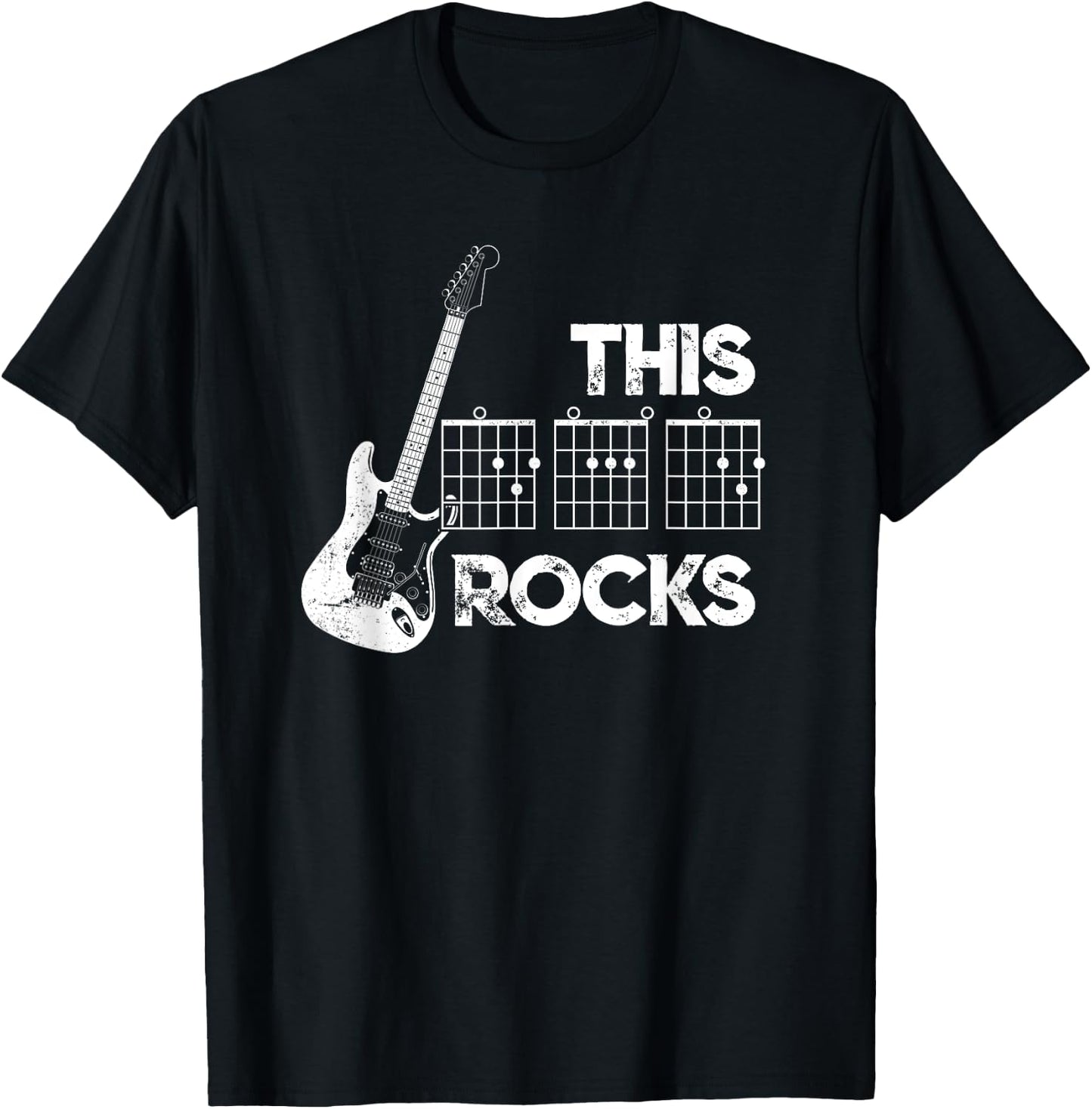 This DAD Rocks Guitar Chords - Guitarist Fathers Day T-Shirt - T-Shirt | Black