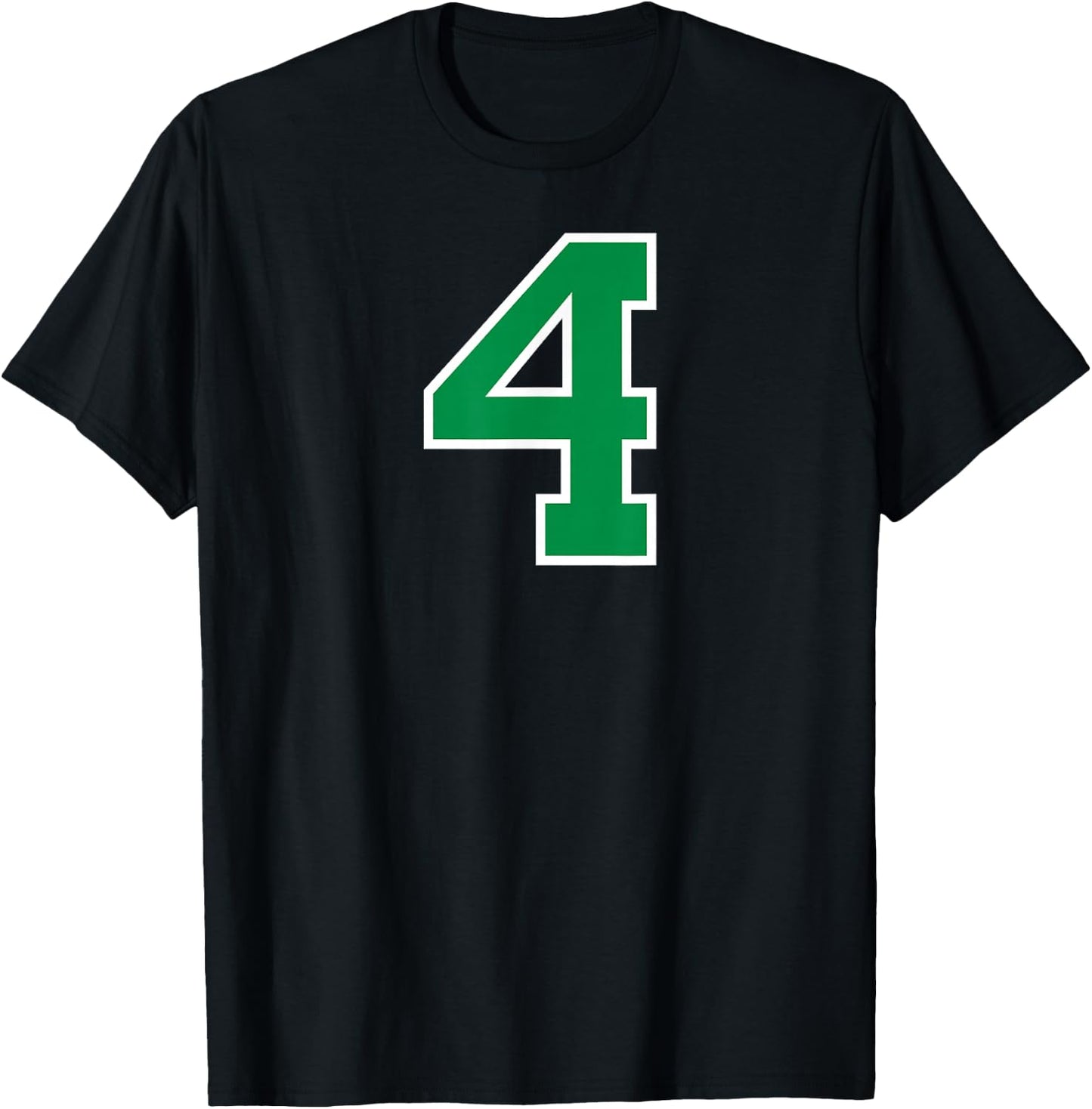 White Green Number 4 T-Shirt - T-Shirt | Black