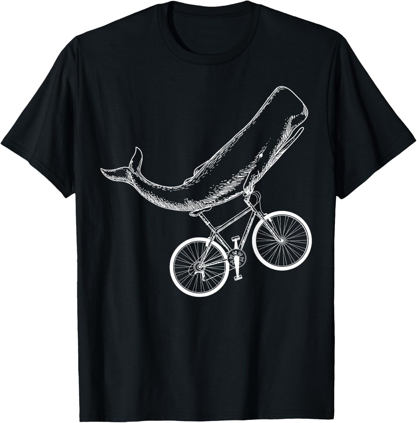 Whale Mountain Bike Biker Biking MTB Cyclist Bicycle T-Shirt - T-Shirt | Black