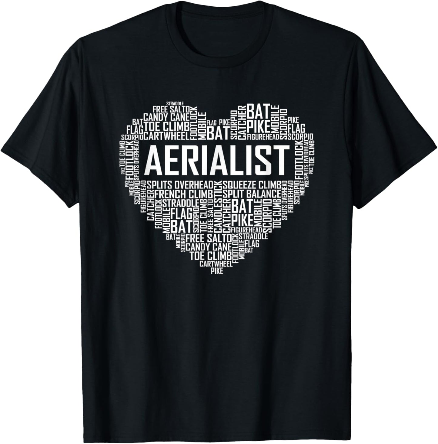 Aerialist Gifts Heart Aerial Yoga Lover Gift Yogi T-Shirt - T-Shirt | Black