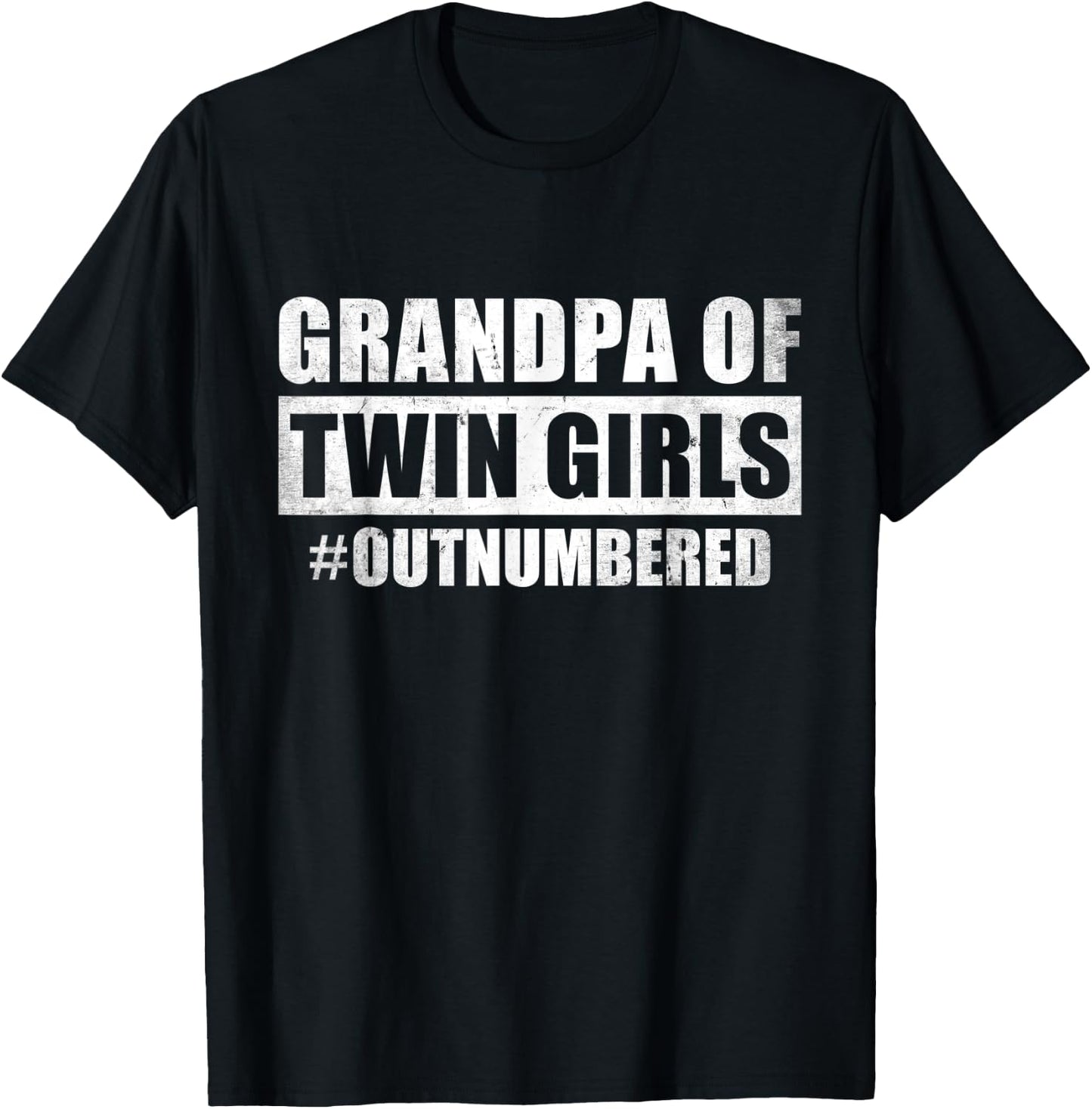 Grandpa of Twin Girls Outnumbered Grandpa Twin Granddaughter T-Shirt - T-Shirt | Black