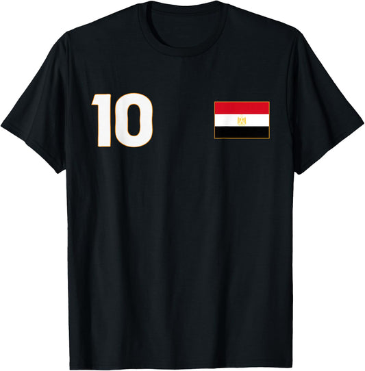 Egypt Flag Number 10 Shield Emblem National Pride T-Shirt - T-Shirt | Black