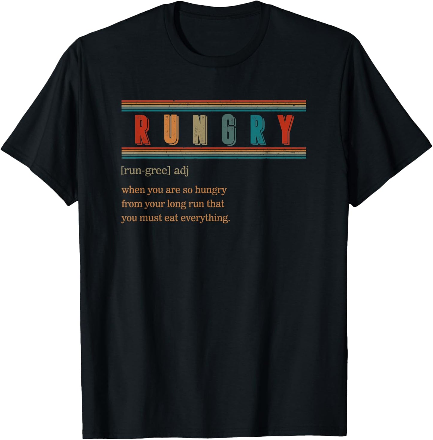Rungry Noun Definition Hungry Runner Marathon Christmas T-Shirt - T-Shirt | Black
