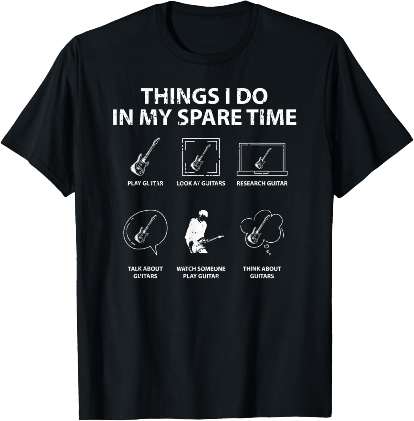 Things I Do In My Spare Time Guitar Player Guitarist T-Shirt - T-Shirt | Black