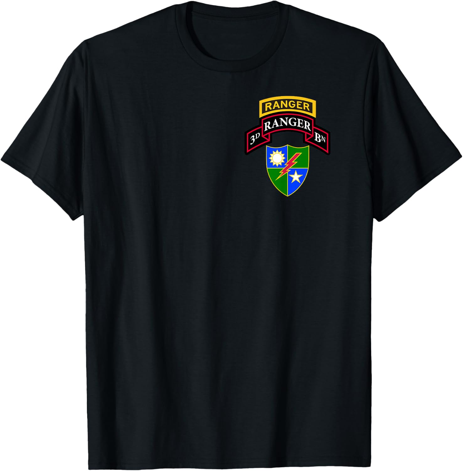 Army Ranger Shirt - 3rd Ranger Shirt - Scroll, Tab, and DUI T-Shirt - T-Shirt | Black