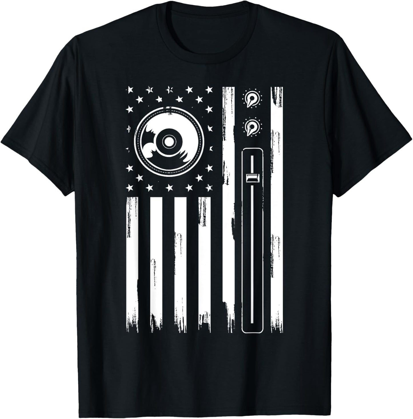 Cool Music Producer Women American Flag Patriotic DJ T-Shirt - T-Shirt | Black