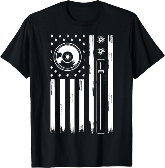 Cool Music Producer Women American Flag Patriotic DJ T-Shirt - T-Shirt | Black
