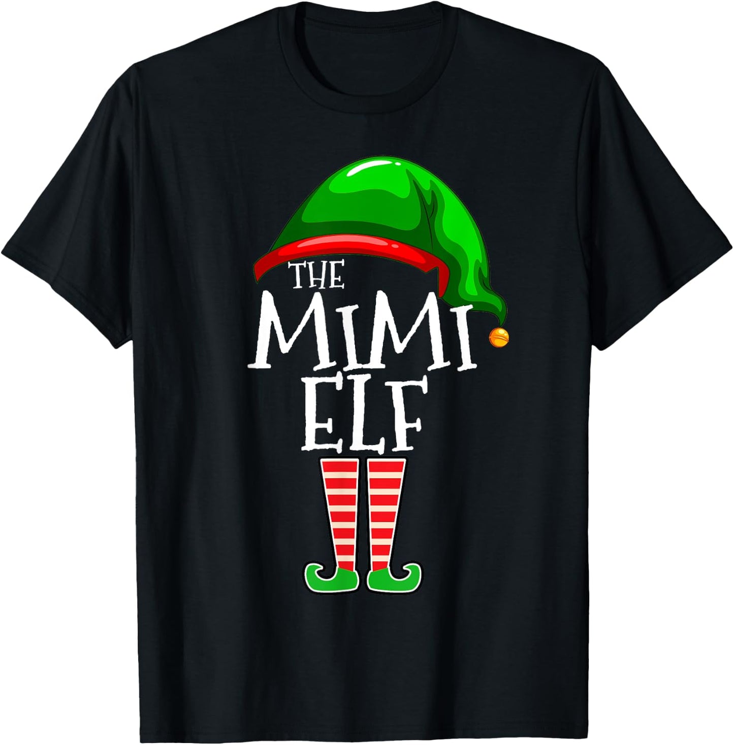 Mimi Elf Family Matching Group Christmas Gift Grandma Funny T-Shirt - T-Shirt | Black