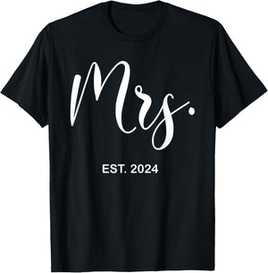 Mrs. Est. 2024 Just Married Wedding Wife Mr & Mrs Women T-Shirt - T-Shirt | Black