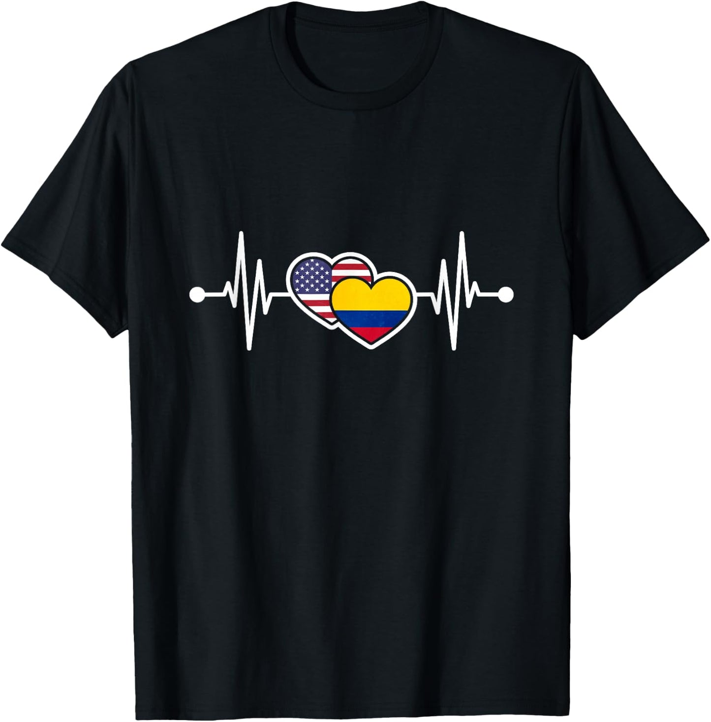 USA Heart Columbia Heartbeat Flag T-Shirt - T-Shirt | Black