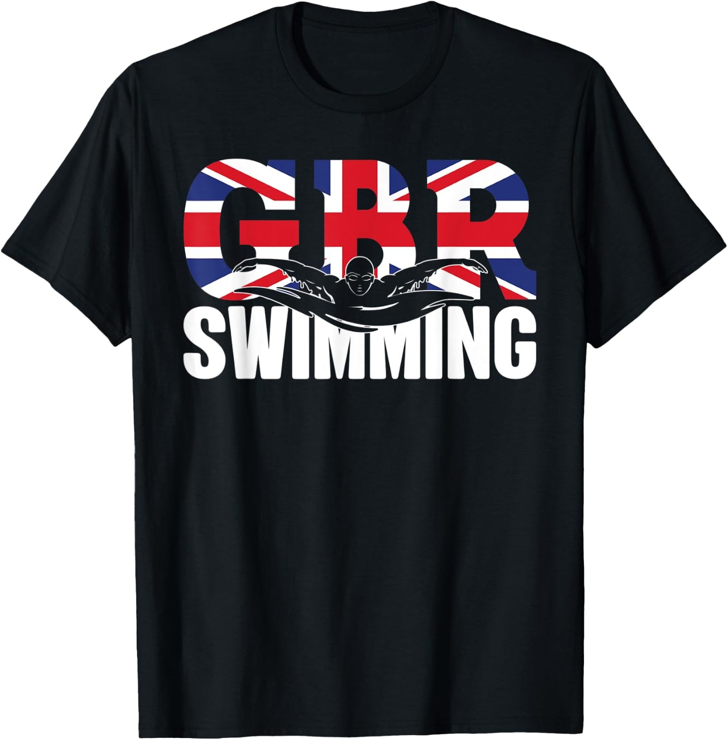 Swimming - GBR Britisch Union Flag - Water, Swimmer & Swim T-Shirt - T-Shirt | Black