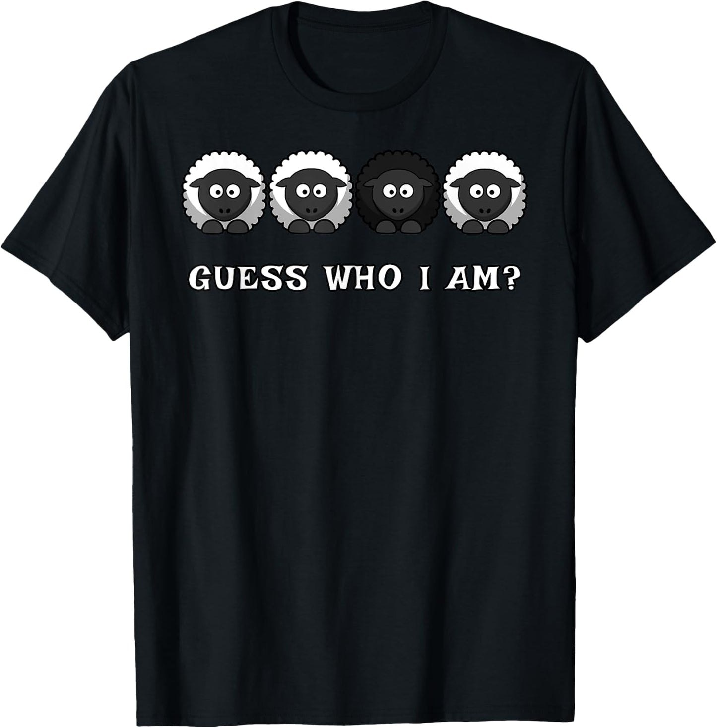 Guess Who I Am? Sheep Funny Animal Farm Farmer Sheeps T-Shirt - T-Shirt | Black