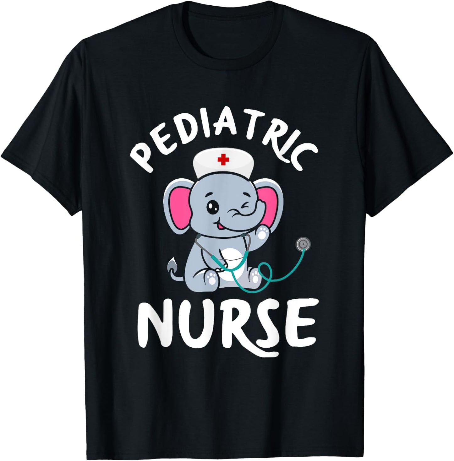 Peds Nurse Cute Elephant Pediatric Care Pediatric Nurse T-Shirt - T-Shirt | Black
