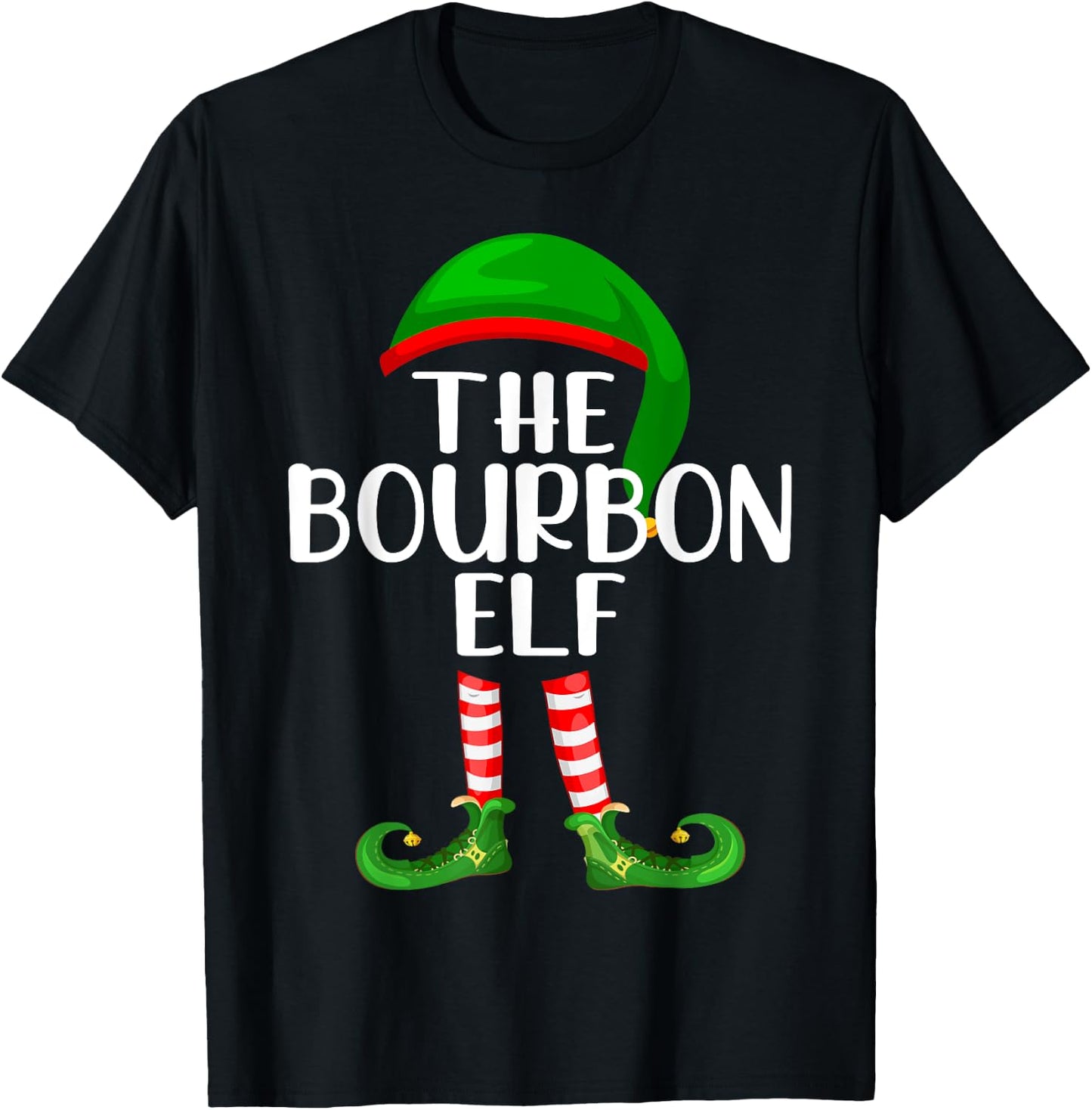 Funny The Bourbon Elf Matching Family Christmas T-Shirt - T-Shirt | Black