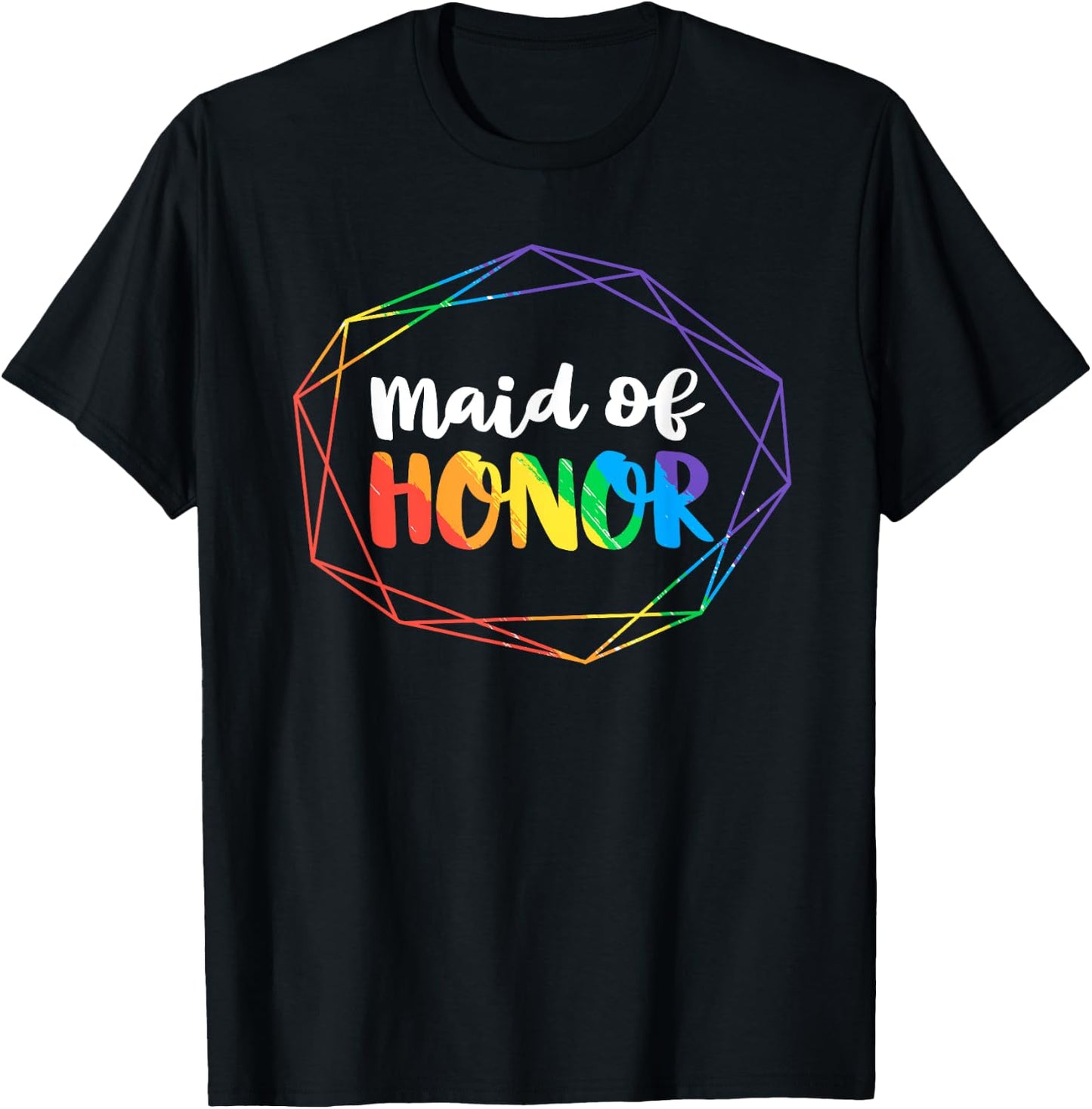 Maid of Honor Lesbian Bachelorette Party Diamond Wedding T-Shirt - T-Shirt | Black
