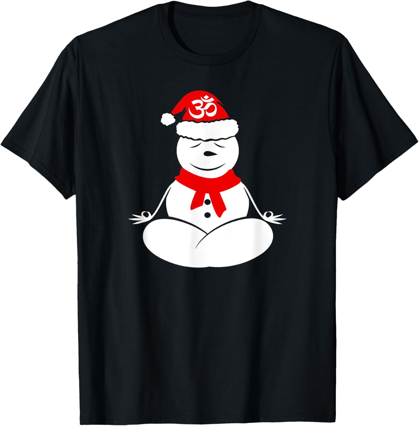 Lotus Pose Meditating Yoga Snowman Funny Christmas T-Shirt - T-Shirt | Black
