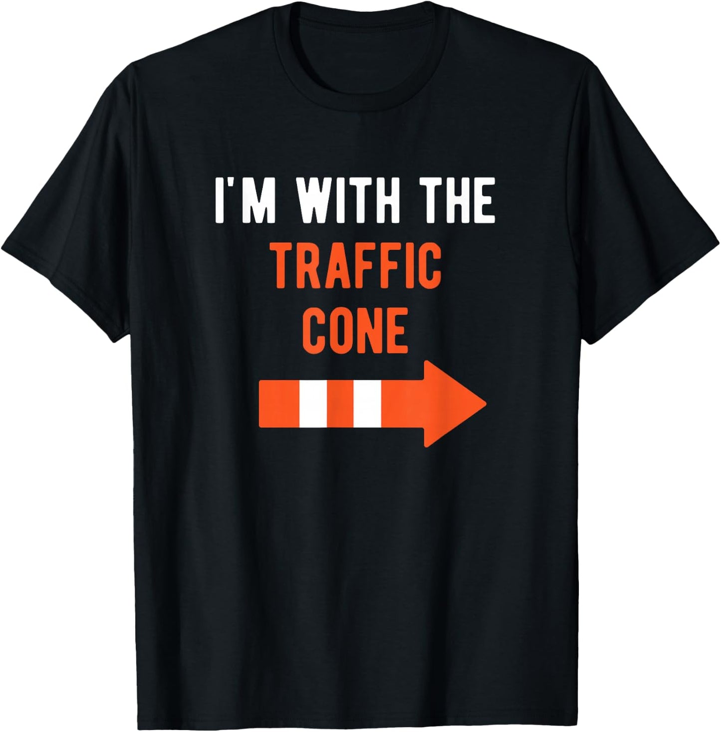 I'm with Traffic Cone Couple Outfit Funny Matching Halloween T-Shirt - T-Shirt | Black