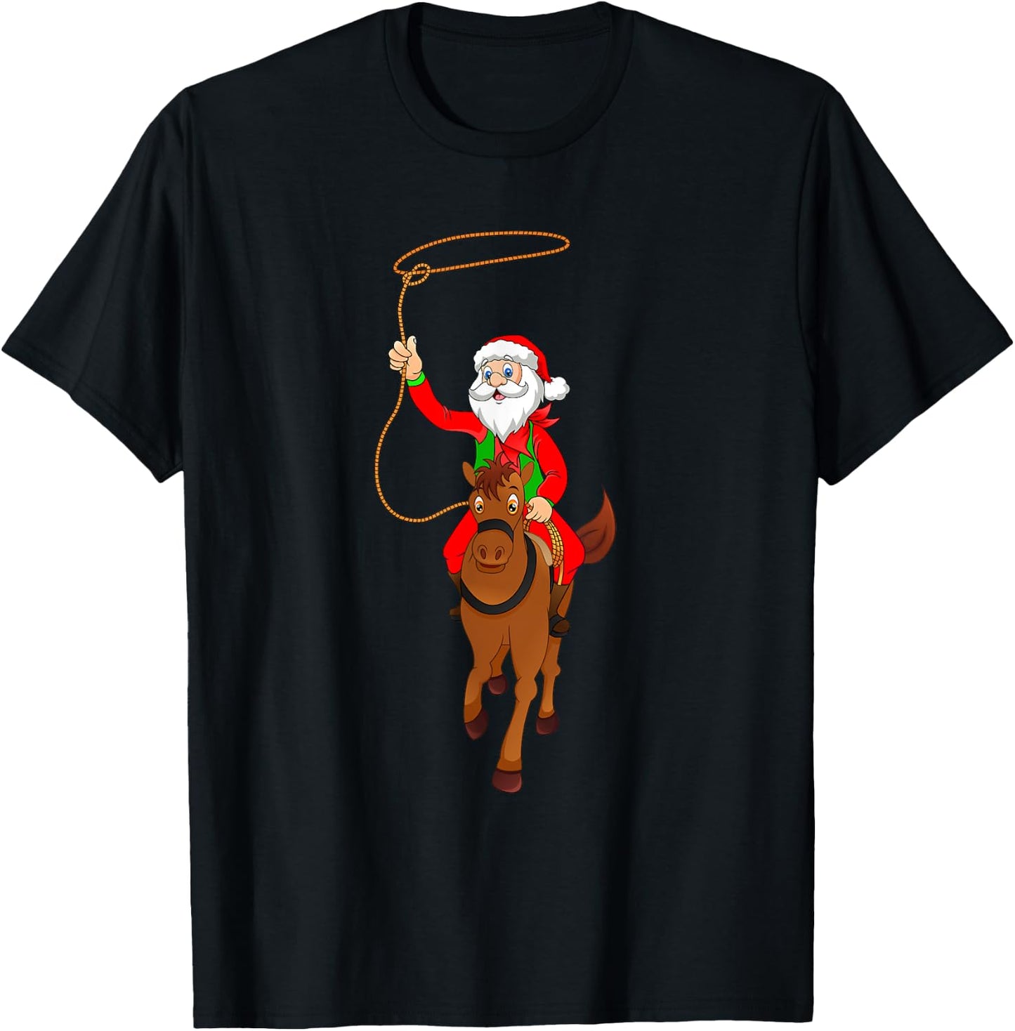 Cowboy Santa Claus Riding A Horse Christmas Cowboy Kids Boys T-Shirt - T-Shirt | Black