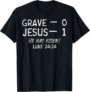 Grave 0 Jesus 1 He Has Risen Jesus Religious Easter Christ T-Shirt - T-Shirt | Black