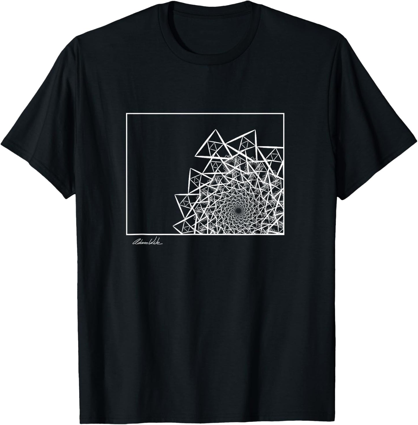 Triangle Vortex Infinite Spiral Fractal Trippy Design T-Shirt - T-Shirt | Black