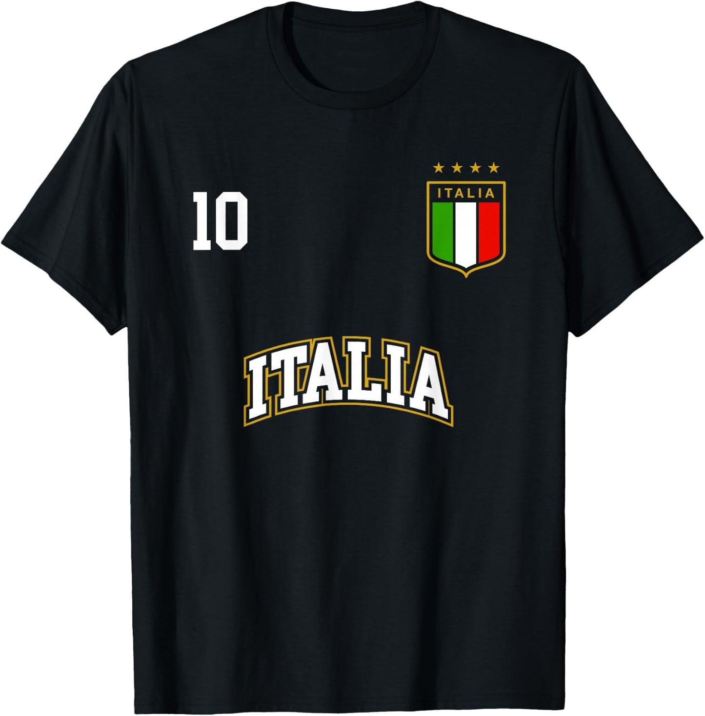 Italia Team Sports Number 10 Italy Soccer Italian Flag T-Shirt - T-Shirt | Black